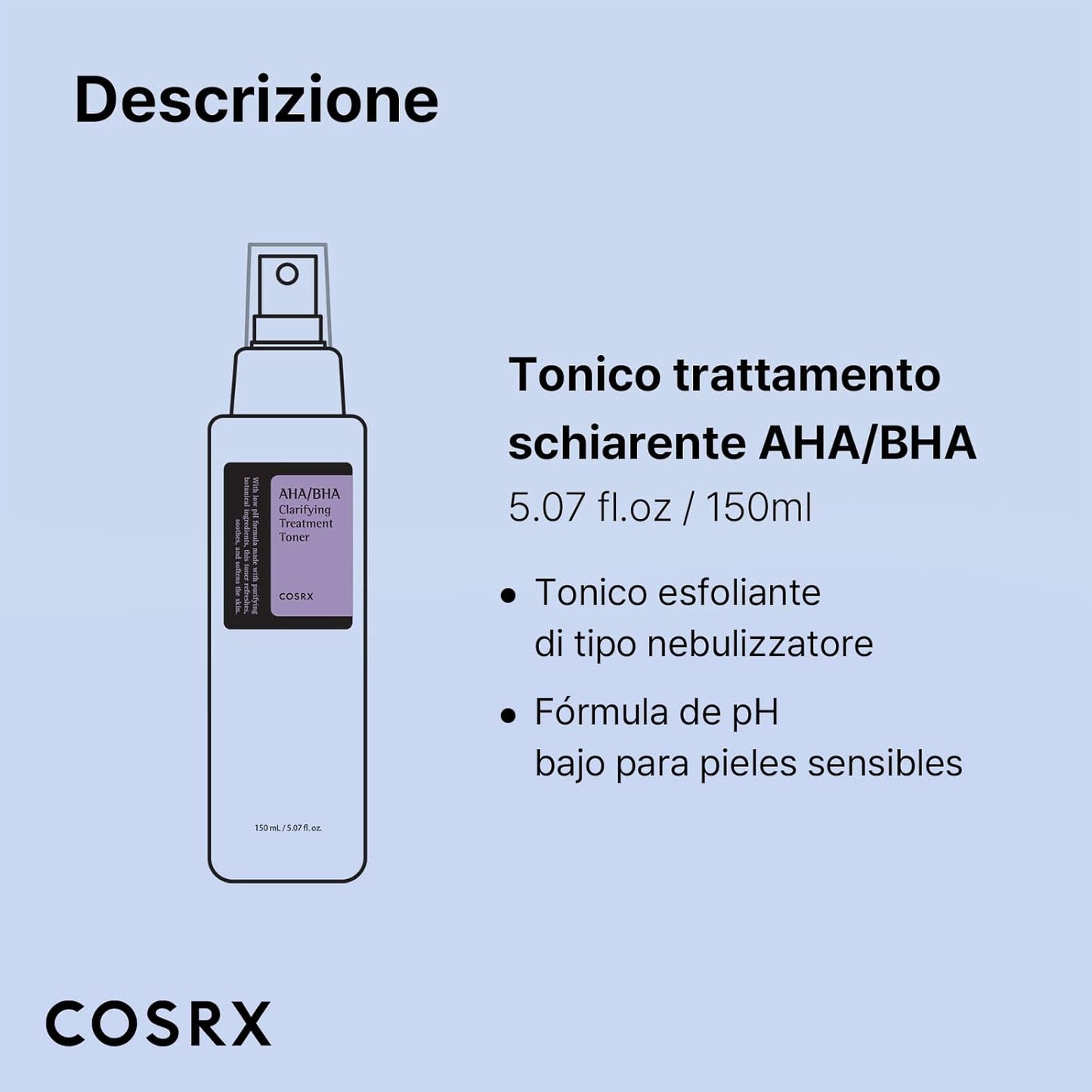 COSRX AHA/BHA Treatment Toner 5.07 fl.oz/ 150ml, Facial Exfoliating Spray for Whiteheads, Pores, & Uneven Skin, Korean Toner, Not Tested on Animals, No Parabens, No Sulfates, Korean Skin Care