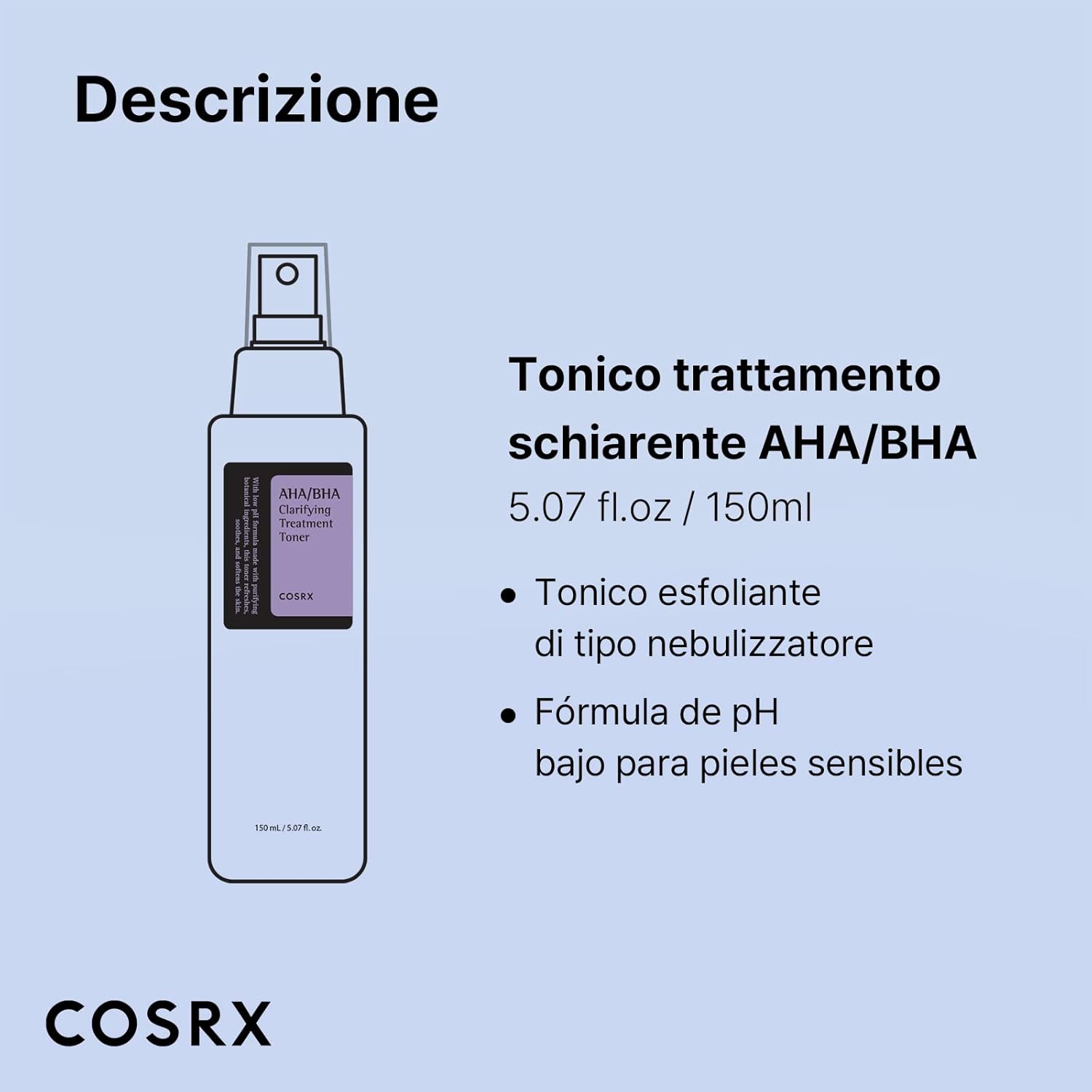 COSRX AHA/BHA Treatment Toner 5.07 fl.oz/ 150ml, Facial Exfoliating Spray for Whiteheads, Pores, & Uneven Skin, Korean Toner, Not Tested on Animals, No Parabens, No Sulfates, Korean Skin Care